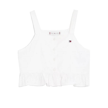 Tommy Hilfiger Girls Top Monogram Broderie Anglaise 7289 White